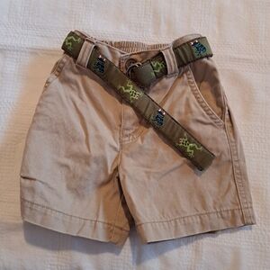 Gymboree boys size 6-12 months khaki shorts with frog belt 2012 Jungle Explorer